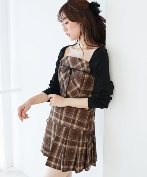 MAJESTIC LEGON / マジェスティックレゴン ミニ丈・ひざ丈ワンピース | ドッキングプリーツミニワンピ | 詳細13