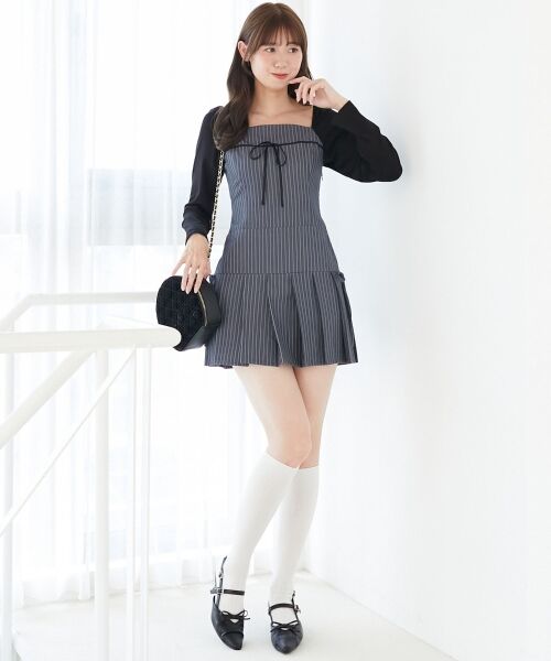 MAJESTIC LEGON / マジェスティックレゴン ミニ丈・ひざ丈ワンピース | ドッキングプリーツミニワンピ | 詳細16