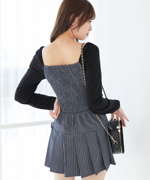 MAJESTIC LEGON / マジェスティックレゴン ミニ丈・ひざ丈ワンピース | ドッキングプリーツミニワンピ | 詳細21