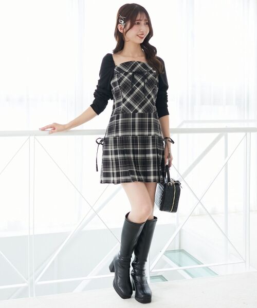 MAJESTIC LEGON / マジェスティックレゴン ミニ丈・ひざ丈ワンピース | ドッキングプリーツミニワンピ | 詳細23