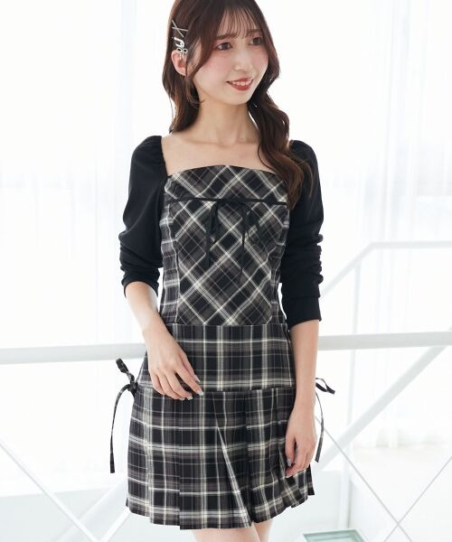 MAJESTIC LEGON / マジェスティックレゴン ミニ丈・ひざ丈ワンピース | ドッキングプリーツミニワンピ | 詳細26