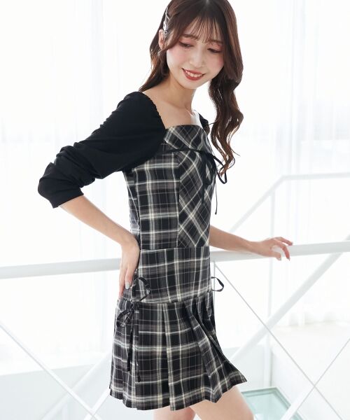 MAJESTIC LEGON / マジェスティックレゴン ミニ丈・ひざ丈ワンピース | ドッキングプリーツミニワンピ | 詳細27