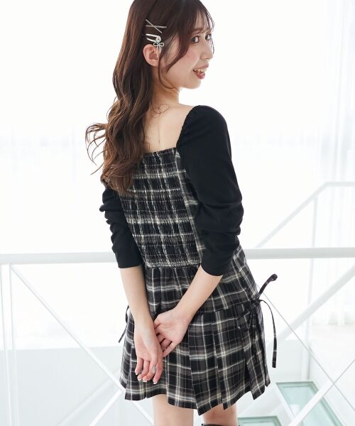 MAJESTIC LEGON / マジェスティックレゴン ミニ丈・ひざ丈ワンピース | ドッキングプリーツミニワンピ | 詳細28