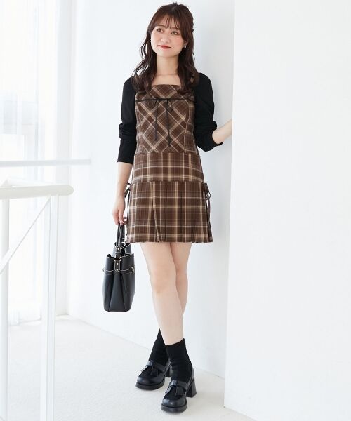 MAJESTIC LEGON / マジェスティックレゴン ミニ丈・ひざ丈ワンピース | ドッキングプリーツミニワンピ | 詳細9