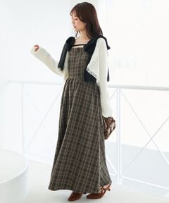 MAJESTIC LEGON / マジェスティックレゴン ロング・マキシ丈ワンピース | ◎配色肩リボンワンピース