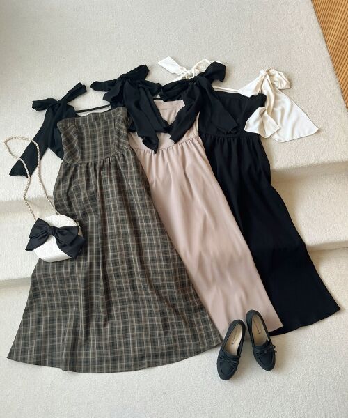 MAJESTIC LEGON / マジェスティックレゴン ロング・マキシ丈ワンピース | ◎配色肩リボンワンピース | 詳細1