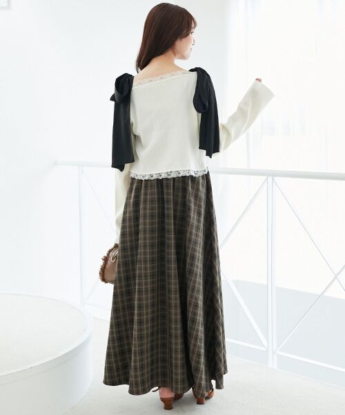 MAJESTIC LEGON / マジェスティックレゴン ロング・マキシ丈ワンピース | ◎配色肩リボンワンピース | 詳細11