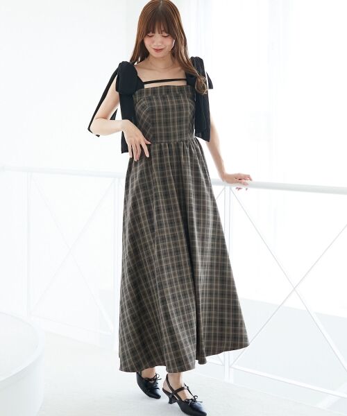 MAJESTIC LEGON / マジェスティックレゴン ロング・マキシ丈ワンピース | ◎配色肩リボンワンピース | 詳細13