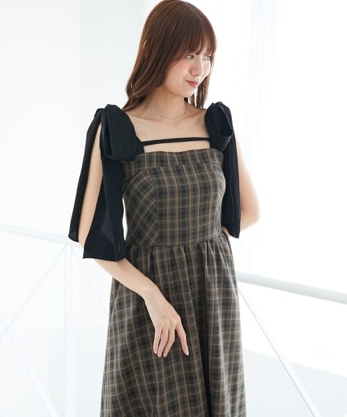 MAJESTIC LEGON / マジェスティックレゴン ロング・マキシ丈ワンピース | ◎配色肩リボンワンピース | 詳細15