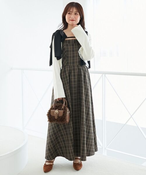 MAJESTIC LEGON / マジェスティックレゴン ロング・マキシ丈ワンピース | ◎配色肩リボンワンピース | 詳細9
