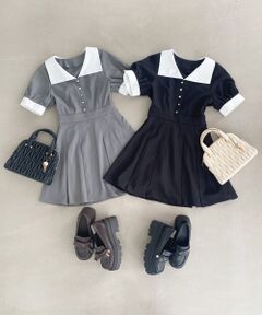 MAJESTIC LEGON / マジェスティックレゴン ミニ丈・ひざ丈ワンピース | 衿配色ミニワンピース