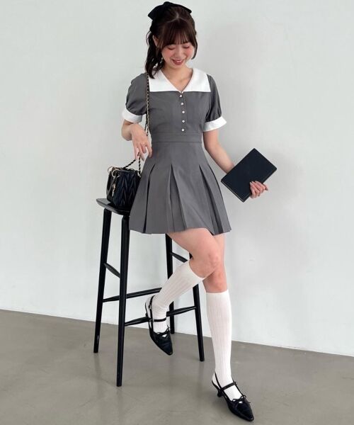 MAJESTIC LEGON / マジェスティックレゴン ミニ丈・ひざ丈ワンピース | 衿配色ミニワンピース | 詳細16
