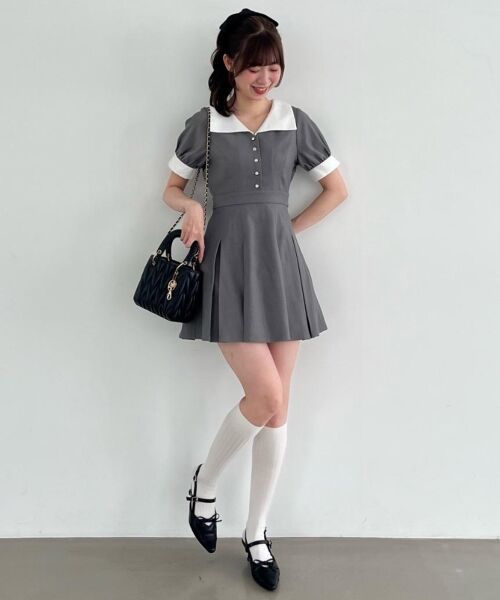 MAJESTIC LEGON / マジェスティックレゴン ミニ丈・ひざ丈ワンピース | 衿配色ミニワンピース | 詳細17