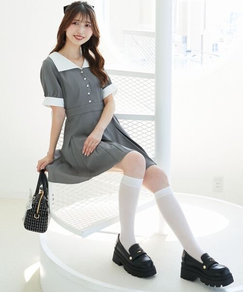 MAJESTIC LEGON / マジェスティックレゴン ミニ丈・ひざ丈ワンピース | 衿配色ミニワンピース | 詳細8