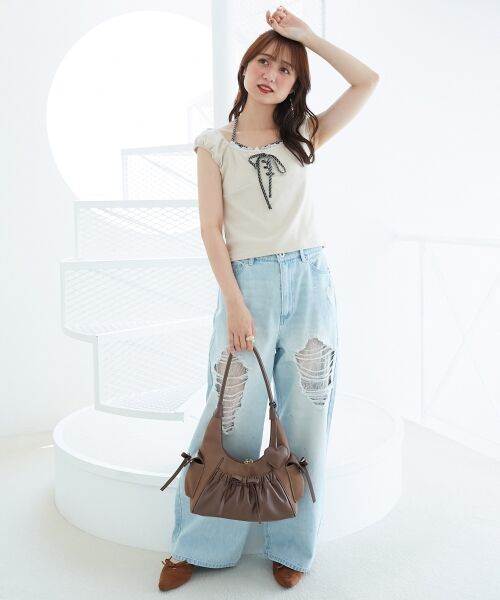 MAJESTIC LEGON / マジェスティックレゴン ハンドバッグ | ギャザーポケットリボンバッグ | 詳細1