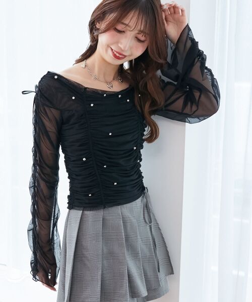 MAJESTIC LEGON / マジェスティックレゴン カットソー | キラキラビジューチュールトップス | 詳細19