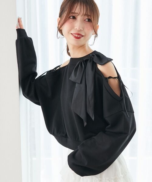 MAJESTIC LEGON / マジェスティックレゴン スウェット | オープンショルダーリボンスウェット | 詳細12