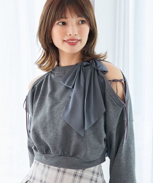 MAJESTIC LEGON / マジェスティックレゴン スウェット | オープンショルダーリボンスウェット | 詳細4