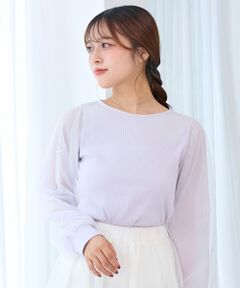 MAJESTIC LEGON / マジェスティックレゴン カットソー | パールチュールスリーブ長袖トップス