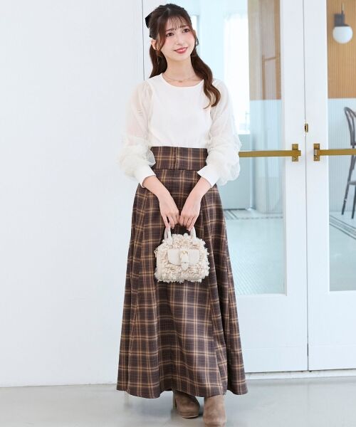 MAJESTIC LEGON / マジェスティックレゴン カットソー | パールチュールスリーブ長袖トップス | 詳細1