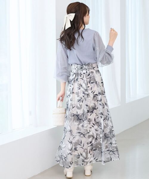 MAJESTIC LEGON / マジェスティックレゴン カットソー | パールチュールスリーブ長袖トップス | 詳細10