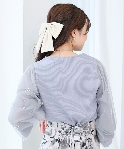 MAJESTIC LEGON / マジェスティックレゴン カットソー | パールチュールスリーブ長袖トップス | 詳細13