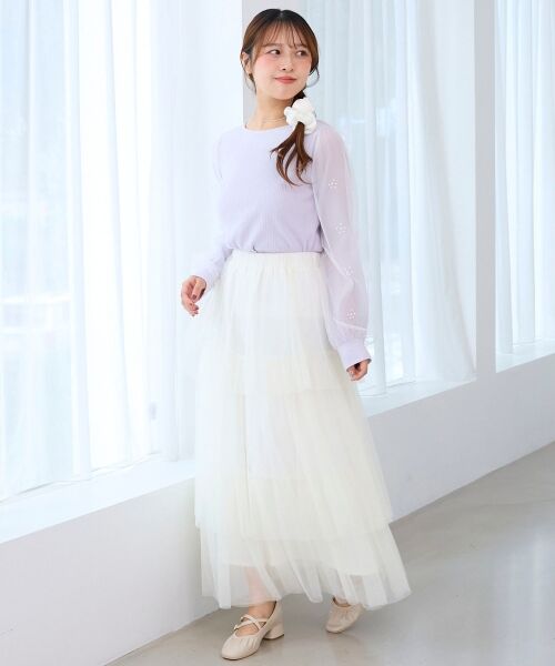 MAJESTIC LEGON / マジェスティックレゴン カットソー | パールチュールスリーブ長袖トップス | 詳細16