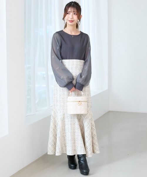 MAJESTIC LEGON / マジェスティックレゴン カットソー | パールチュールスリーブ長袖トップス | 詳細22