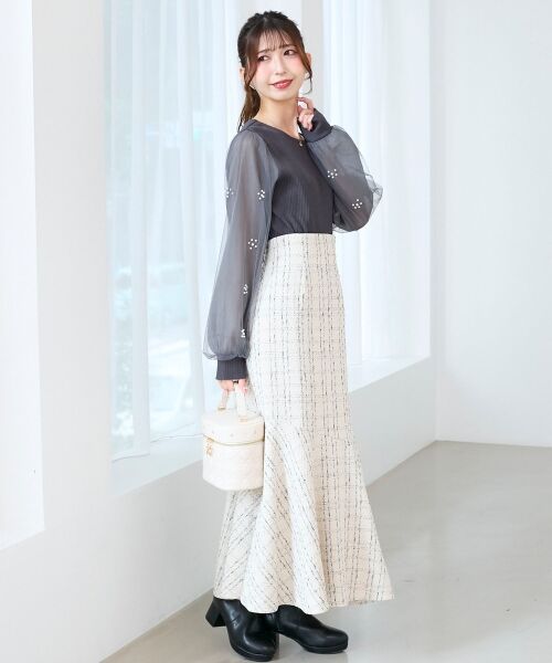 MAJESTIC LEGON / マジェスティックレゴン カットソー | パールチュールスリーブ長袖トップス | 詳細23