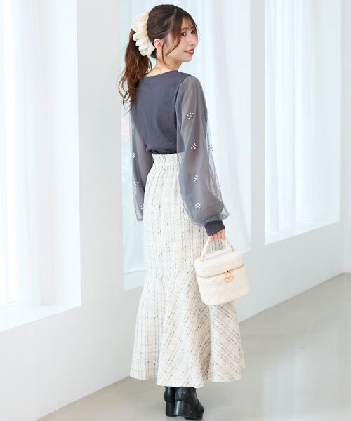 MAJESTIC LEGON / マジェスティックレゴン カットソー | パールチュールスリーブ長袖トップス | 詳細24