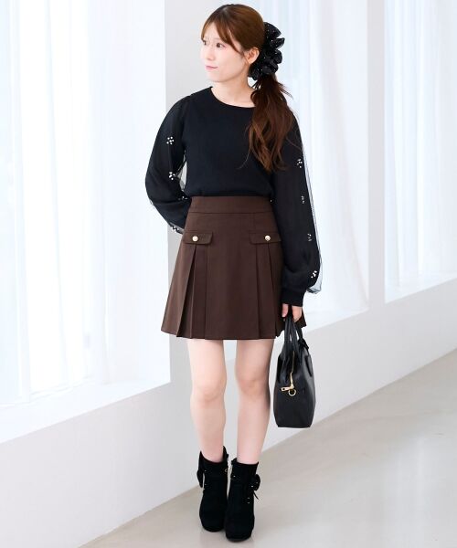 MAJESTIC LEGON / マジェスティックレゴン カットソー | パールチュールスリーブ長袖トップス | 詳細29