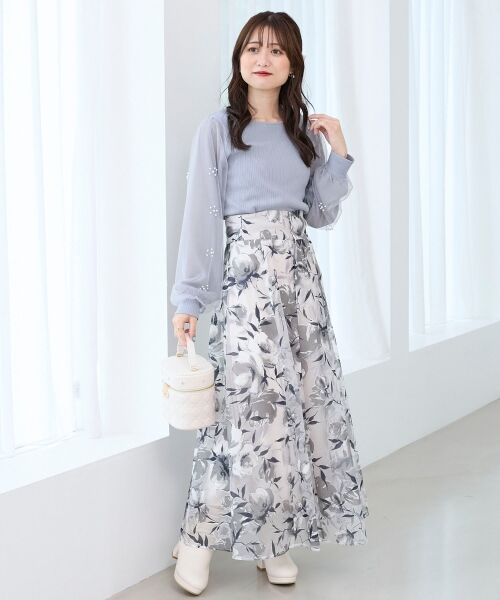 MAJESTIC LEGON / マジェスティックレゴン カットソー | パールチュールスリーブ長袖トップス | 詳細8