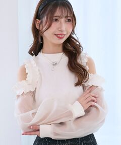 MAJESTIC LEGON / マジェスティックレゴン カットソー | オープンショルダーフリルカットトップス