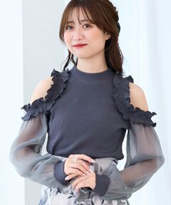 MAJESTIC LEGON / マジェスティックレゴン カットソー | オープンショルダーフリルカットトップス