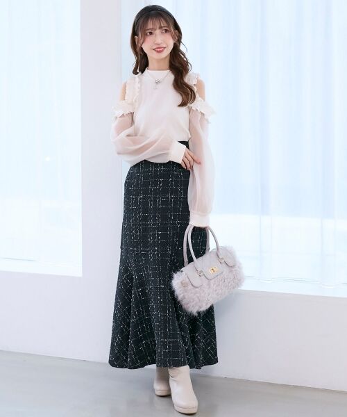 MAJESTIC LEGON / マジェスティックレゴン カットソー | オープンショルダーフリルカットトップス | 詳細1