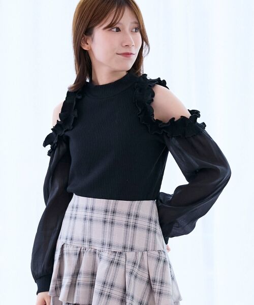 MAJESTIC LEGON / マジェスティックレゴン カットソー | オープンショルダーフリルカットトップス | 詳細19