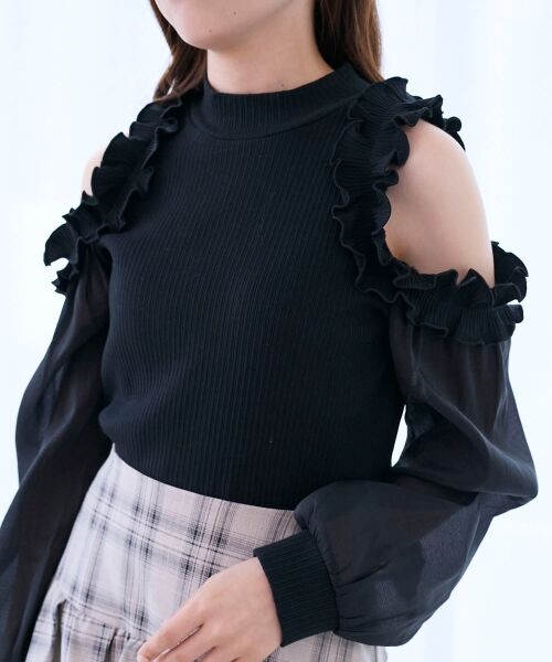 MAJESTIC LEGON / マジェスティックレゴン カットソー | オープンショルダーフリルカットトップス | 詳細21