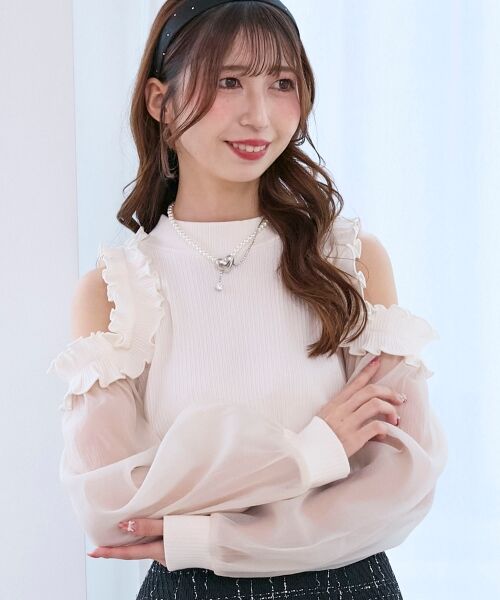 MAJESTIC LEGON / マジェスティックレゴン カットソー | オープンショルダーフリルカットトップス | 詳細4