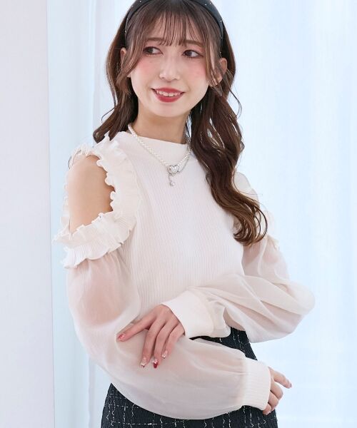 MAJESTIC LEGON / マジェスティックレゴン カットソー | オープンショルダーフリルカットトップス | 詳細5