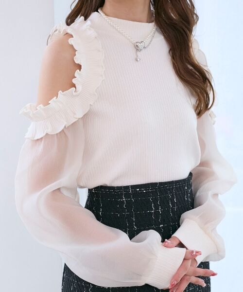 MAJESTIC LEGON / マジェスティックレゴン カットソー | オープンショルダーフリルカットトップス | 詳細7