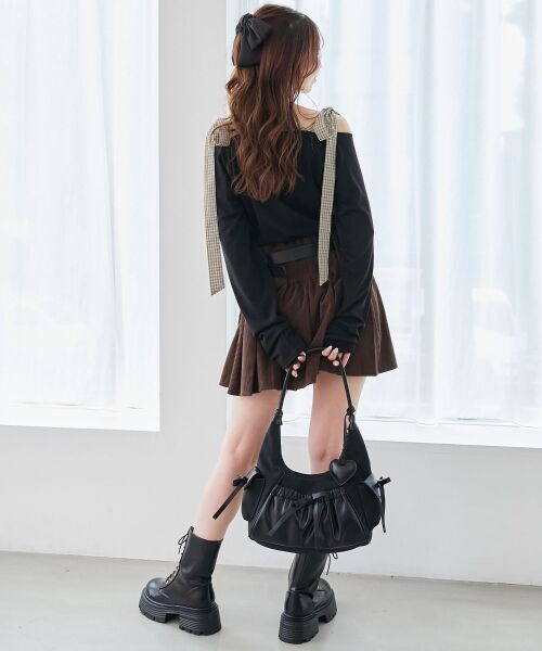 MAJESTIC LEGON / マジェスティックレゴン カットソー | 肩リボンチェックバイカラートップス | 詳細10