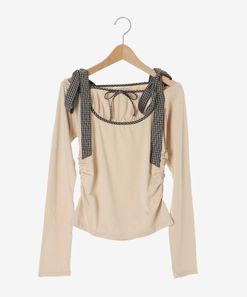 MAJESTIC LEGON / マジェスティックレゴン カットソー | 肩リボンチェックバイカラートップス | 詳細15