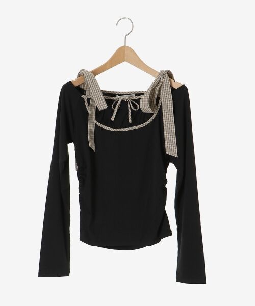 MAJESTIC LEGON / マジェスティックレゴン カットソー | 肩リボンチェックバイカラートップス | 詳細16