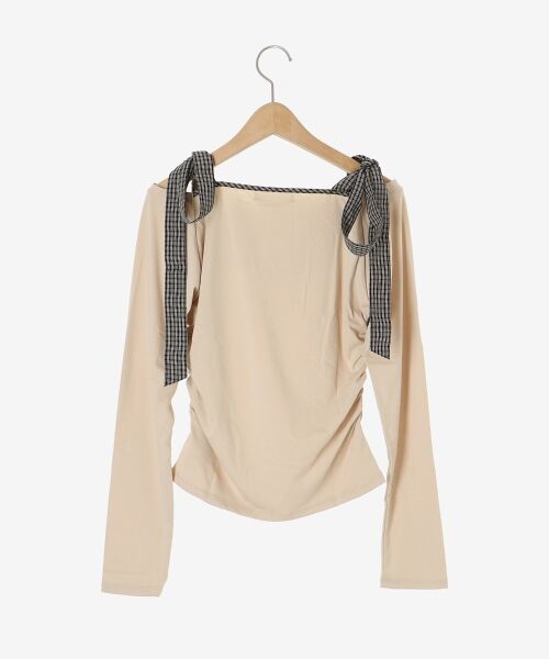 MAJESTIC LEGON / マジェスティックレゴン カットソー | 肩リボンチェックバイカラートップス | 詳細17