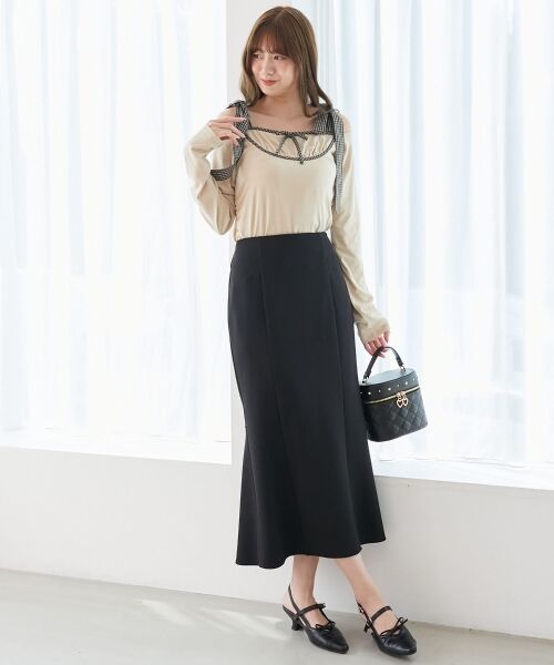 MAJESTIC LEGON / マジェスティックレゴン カットソー | 肩リボンチェックバイカラートップス | 詳細2