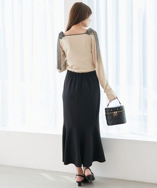 MAJESTIC LEGON / マジェスティックレゴン カットソー | 肩リボンチェックバイカラートップス | 詳細3