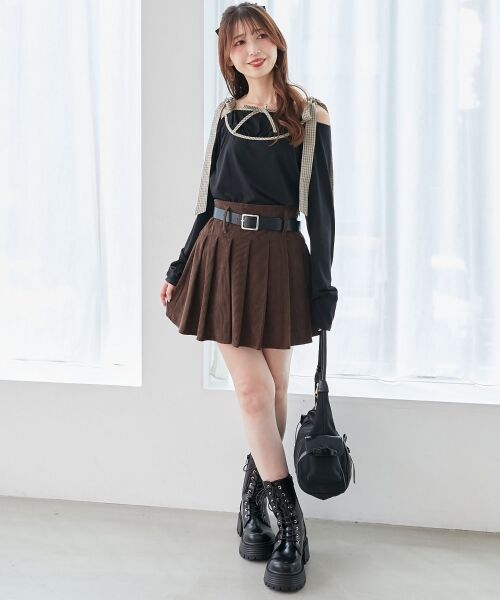 MAJESTIC LEGON / マジェスティックレゴン カットソー | 肩リボンチェックバイカラートップス | 詳細8