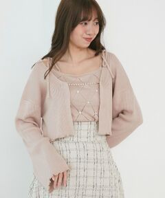 MAJESTIC LEGON / マジェスティックレゴン カーディガン・ボレロ | ダイヤ柄ビジューキャミセットカーデ