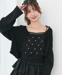 MAJESTIC LEGON / マジェスティックレゴン カーディガン・ボレロ | ダイヤ柄ビジューキャミセットカーデ
