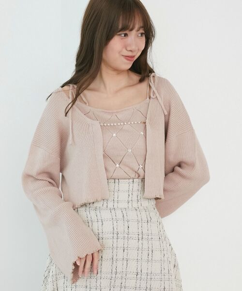 MAJESTIC LEGON / マジェスティックレゴン カーディガン・ボレロ | ダイヤ柄ビジューキャミセットカーデ | 詳細11